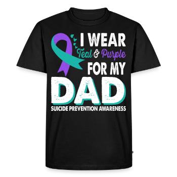 Wear teal and purple to educate your - Men's Premium Organic T-Shirt - black - Front - Nico (187cm)