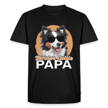 Border Collie Papa - T-shirt Premium bio Homme - noir - Devant - Nico (187cm)