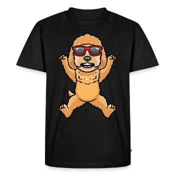 Goldendoodle dog dancing with sunglasses - Men's Premium Organic T-Shirt - black - Front - Nico (187cm)