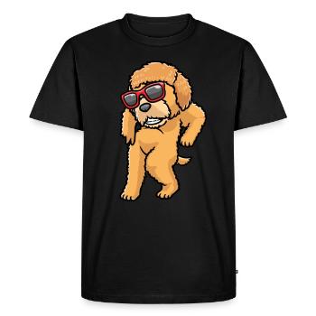 Goldendoodle dog dancing with sunglasses - Men's Premium Organic T-Shirt - black - Front - Nico (187cm)