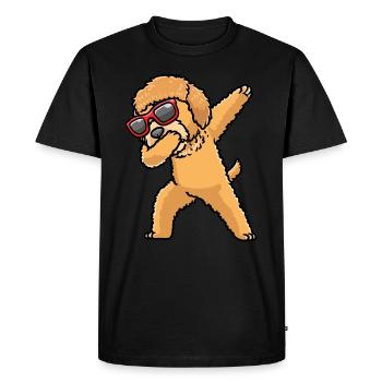 Goldendoodle dog dancing with sunglasses - Men's Premium Organic T-Shirt - black - Front - Nico (187cm)