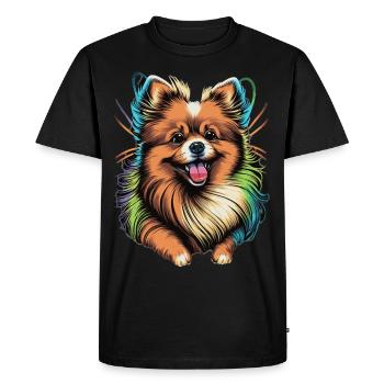 Cute Pomeranian Spitz Pom Pom Dog Breed Pet Lover - Men's Premium Organic T-Shirt - black - Front - Nico (187cm)
