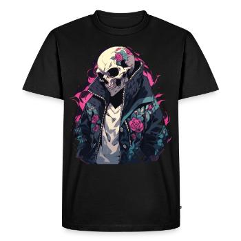 Crâne Crâne Crânes Crâne Squelette - T-shirt Premium bio Homme - noir - Devant - Nico (187cm)