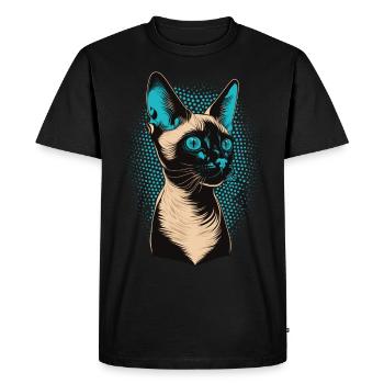 Mignon amoureux des animaux de compagnie de race de chat siamois - T-shirt Premium bio Homme - noir - Devant - Nico (187cm)