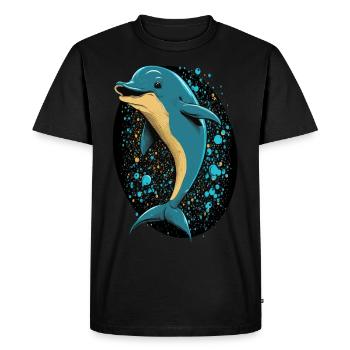 Mignon Cartoon Dolphin Lover Ocean Animal - T-shirt Premium bio Homme - noir - Devant - Nico (187cm)