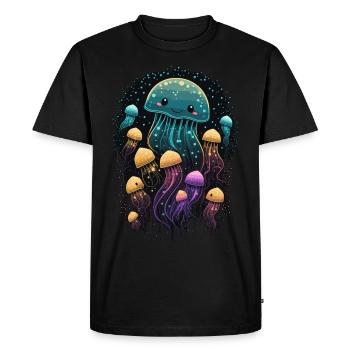 Cute Cartoon Jellyfish Sea Ocean Lover - Men's Premium Organic T-Shirt - black - Front - Nico (187cm)