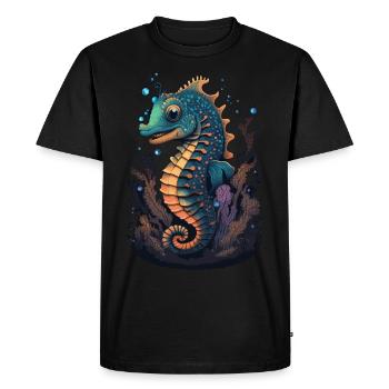 Mignon Cartoon Seahorse Lover Kawaii - T-shirt Premium bio Homme - noir - Devant - Nico (187cm)