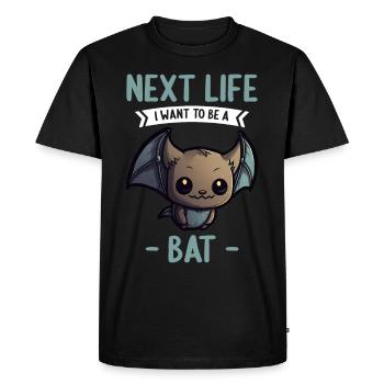 Next Life Je veux être une chauve-souris Fledermaus - T-shirt Premium bio Homme - noir - Devant - Nico (187cm)