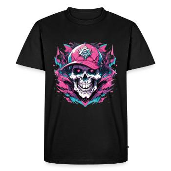 Crâne Crâne Crânes Crâne Squelette - T-shirt Premium bio Homme - noir - Devant - Nico (187cm)