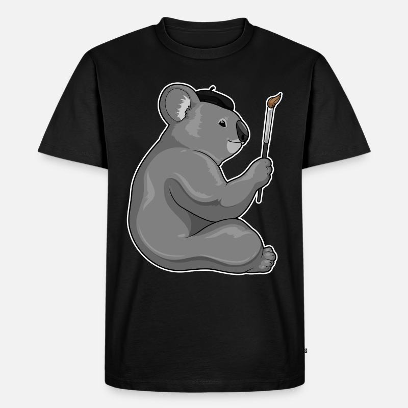 Koala Malen Pinsel - Männer Premium Bio T-Shirt - Schwarz