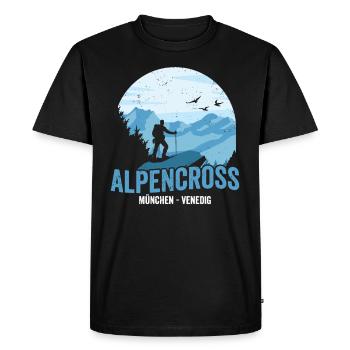 Crossing the Alps Munich Venice Alpine Cross - Men's Premium Organic T-Shirt - black - Front - Nico (187cm)