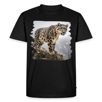 Léopard des neiges Léopard des neiges - T-shirt Premium bio Homme - noir - Devant - Nico (187cm)