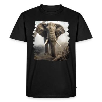 Eléphant réaliste éléphant - T-shirt Premium bio Homme - noir - Devant - Nico (187cm)