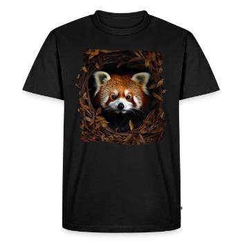 Petit Panda Panda Roux réaliste Pandas - T-shirt Premium bio Homme - noir - Devant - Nico (187cm)