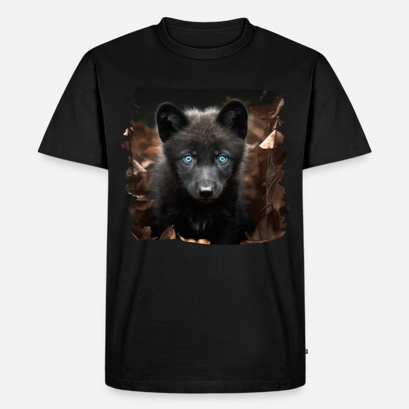 Wölfe realistic Wolf - Männer Premium Bio T-Shirt - Schwarz