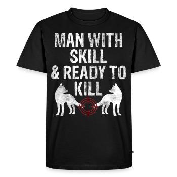 Coyote Hunt Coyote Hunter Yote - Men's Premium Organic T-Shirt - black - Front - Nico (187cm)