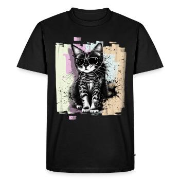 Chat avec des lunettes de soleil - T-shirt Premium bio Homme - noir - Devant - Nico (187cm)