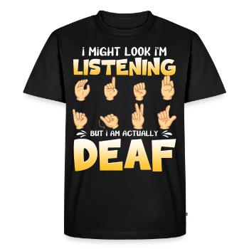 Deaf Pride ASL - Men's Premium Organic T-Shirt - black - Front - Nico (187cm)