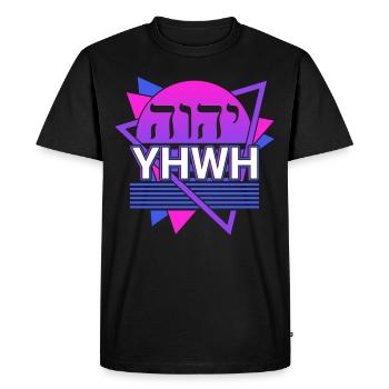 Yahvé Tétragramme Rétro - T-shirt Premium bio Homme - noir - Devant - Nico (187cm)