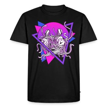 Spaghetti volant Monster FSM Pastafarian Rétro - T-shirt Premium bio Homme - noir - Devant - Nico (187cm)