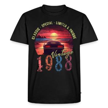 Millésime 1988 Anniversaire Synthwave Année de naissance 1988 - T-shirt Premium bio Homme - noir - Devant - Nico (187cm)