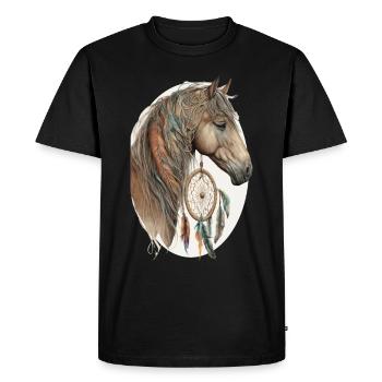 Cheval Tribal Aquarelle Cheval Dream Catcher - T-shirt Premium bio Homme - noir - Devant - Nico (187cm)
