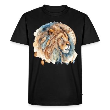 Lion Tribal Aquarelle Lion Dream Catcher - T-shirt Premium bio Homme - noir - Devant - Nico (187cm)