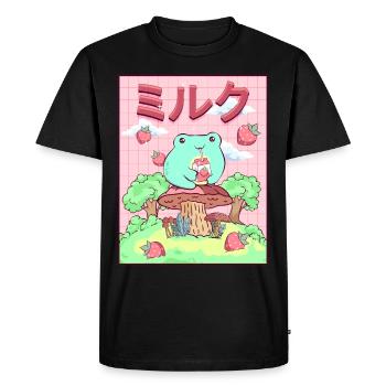 Cottagecore Esthétique Grenouille Kawaii Japonaise - T-shirt Premium bio Homme - noir - Devant - Nico (187cm)