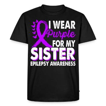 Wear purple for Awareness Month - Men's Premium Organic T-Shirt - black - Front - Nico (187cm)