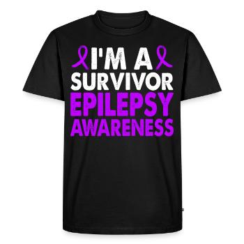 Survivor Epilepsy Awareness Month Purple Band - Men's Premium Organic T-Shirt - black - Front - Nico (187cm)