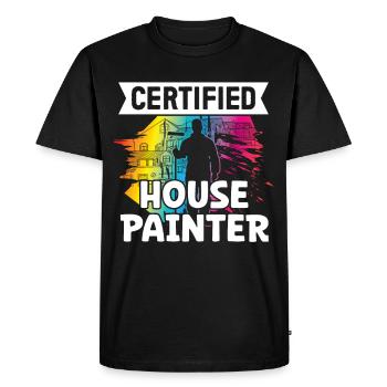 Peintre Certifié Peintre en bâtiment Vernisseur Peinture - T-shirt Premium bio Homme - noir - Devant - Nico (187cm)