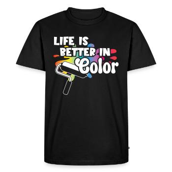 La vie de peintre est meilleure dans la peinture de vernissage couleur - T-shirt Premium bio Homme - noir - Devant - Nico (187cm)