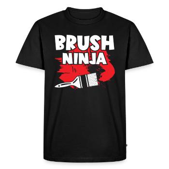 Peintre Pinceau Ninja Vernisseur Peintre Artiste - T-shirt Premium bio Homme - noir - Devant - Nico (187cm)