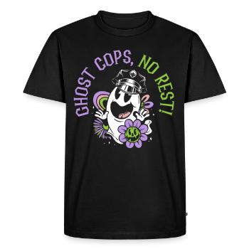 Flics fantômes, pas de repos ! Le policier Spooky Hal - T-shirt Premium bio Homme - noir - Devant - Nico (187cm)