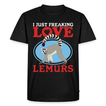 Lémurien Lémuriens à queue annelée Lémuriens à queue annelée Cadeau - T-shirt Premium bio Homme - noir - Devant - Nico (187cm)