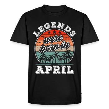 Anniversaire d’avril Cadeau de légende née d’avril - T-shirt Premium bio Homme - noir - Devant - Nico (187cm)