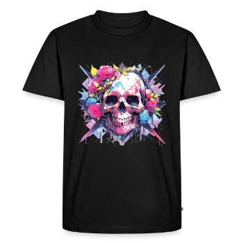 Crâne Crâne Crâne Squelette Os - T-shirt Premium bio Homme - noir - Devant - Nico (187cm)