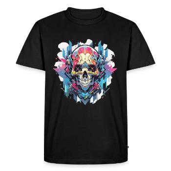 Crâne Crâne Crâne Squelette Os - T-shirt Premium bio Homme - noir - Devant - Nico (187cm)