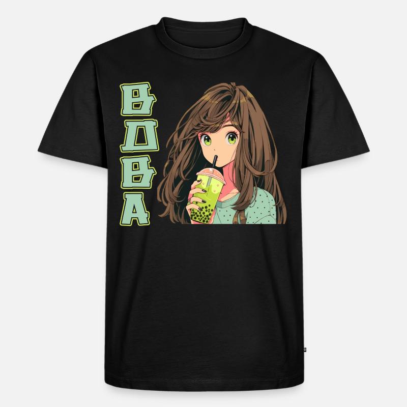 Anime and Boba Bubble Tea - Männer Premium Bio T-Shirt - Schwarz