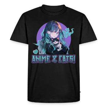 Anime et chats Kawaii Girl Anime - T-shirt Premium bio Homme - noir - Devant - Nico (187cm)