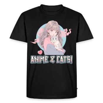 Anime et chats Kawaii Girl Anime - T-shirt Premium bio Homme - noir - Devant - Nico (187cm)