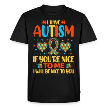 Autisme Autiste - T-shirt Premium bio Homme - noir - Devant - Nico (187cm)