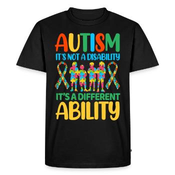 Autisme Autiste - T-shirt Premium bio Homme - noir - Devant - Nico (187cm)