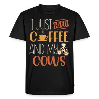 J’ai juste besoin de café et de mes vaches Vache reproductrice animale - T-shirt Premium bio Homme - noir - Devant - Nico (187cm)