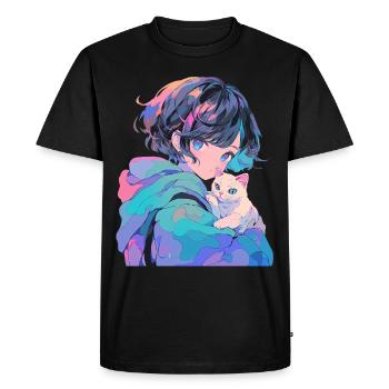 Anime et chats Kawaii Girl Anime - T-shirt Premium bio Homme - noir - Devant - Nico (187cm)