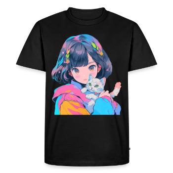 Anime et chats Kawaii Girl Anime - T-shirt Premium bio Homme - noir - Devant - Nico (187cm)