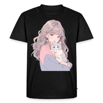 Anime et chats Kawaii Girl Anime - T-shirt Premium bio Homme - noir - Devant - Nico (187cm)