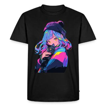 Anime et chats Kawaii Girl Anime - T-shirt Premium bio Homme - noir - Devant - Nico (187cm)