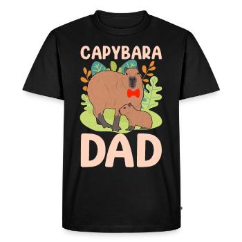 Funny Capybara Papa Papa - Men's Premium Organic T-Shirt - black - Front - Nico (187cm)