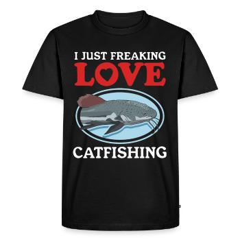 Pêcheur Poisson-Chat Pêche Pêche Poisson Cadeau - T-shirt Premium bio Homme - noir - Devant - Nico (187cm)
